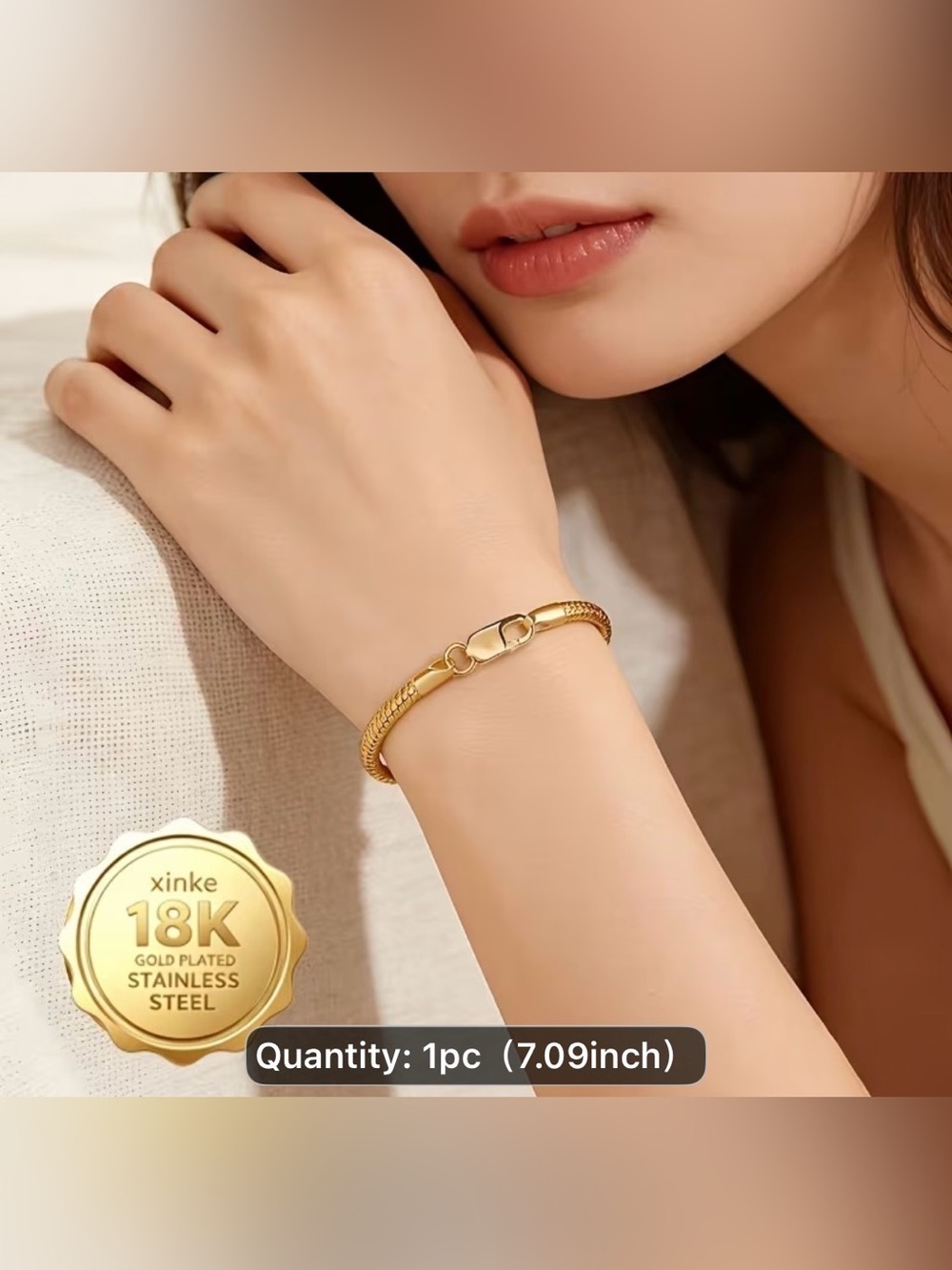 Xinke 18K Gold-Plated Unisex Snake bone Chain Bracelet